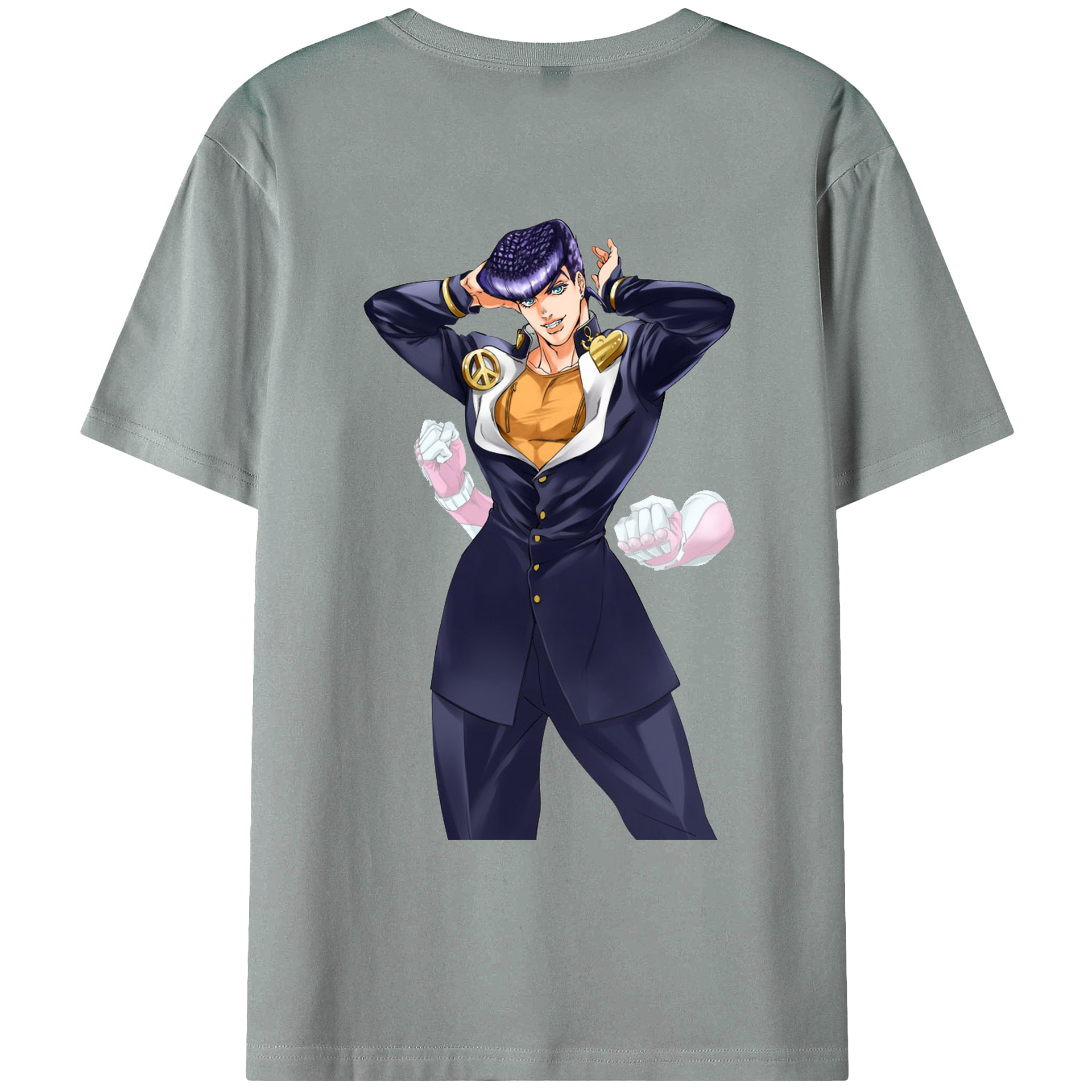 （画像用） ジョジョの奇妙な冒険 ひがしかた じょうすけ JoJo's Bizarre Adventure Higashikata Josuke 綿100％ メンズ半袖Tシャツ（バックプリント） 通気性